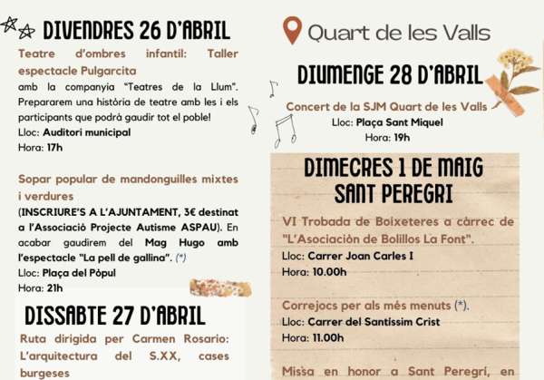 Quart de les Valls celebra su semana cultural y la festividad de Sant Peregrí 2024