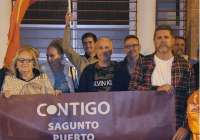 Integrantes de Contigo Sagunto-Puerto participaron en la protesta de este lunes